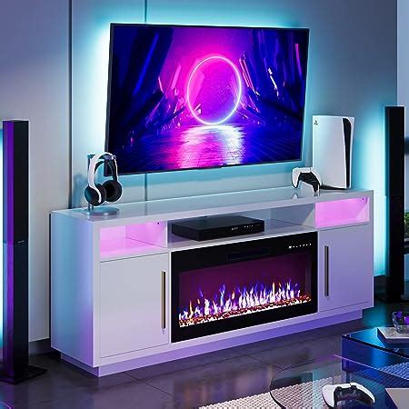 Amazon.com: BELLEZE 69" Fireplace TV Stand for TVs Up to 75", LED Light Entertainment Center ...