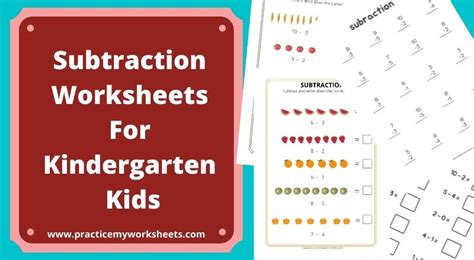 Subtraction Worksheets For Kindergarten Kids - Practice My Worksheets