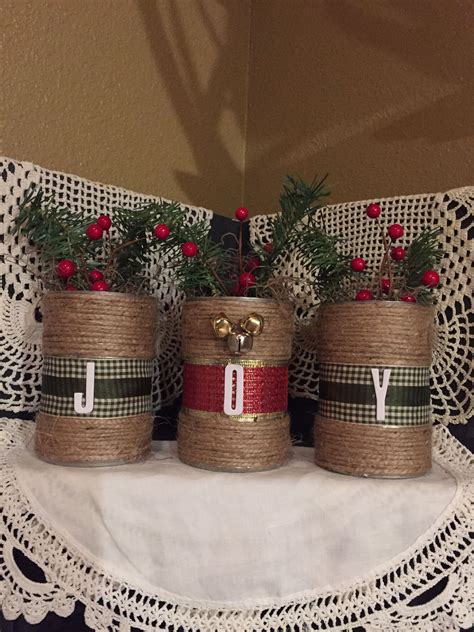 Tin cans, twine and ribbon make a great Christmas craft | Christmas ...