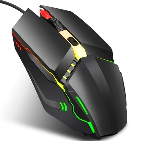 Hxsj S200 Ergonomic Wired Office Mouse Colorful Breathing Light Gaming ...