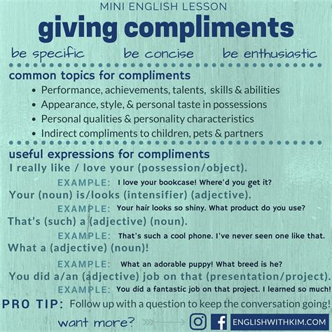 Mini English Lesson: Giving Compliments - Be Specific, Be Concise, and ...