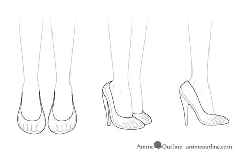 How to Draw Anime Shoes Step by Step - AnimeOutline | Shoes drawing, Drawing high heels, How to ...