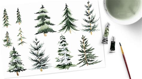 5 Easy Watercolor Christmas Trees | Beginner Tutorial - YouTube