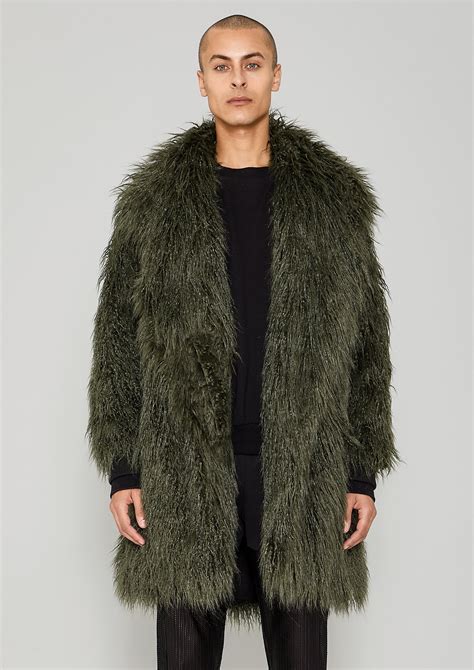 Berenik FAUX FUR SHAGGY COAT - dark green | Garmentory