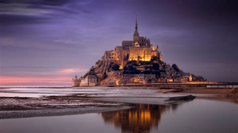 France Monastery Mont Saint-Michel Normandy Reflection HD Travel ...