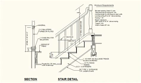 Stair and Handrail Detail section and elevation autoc ad file ...