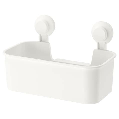 TISKEN basket with suction cup, white - IKEA