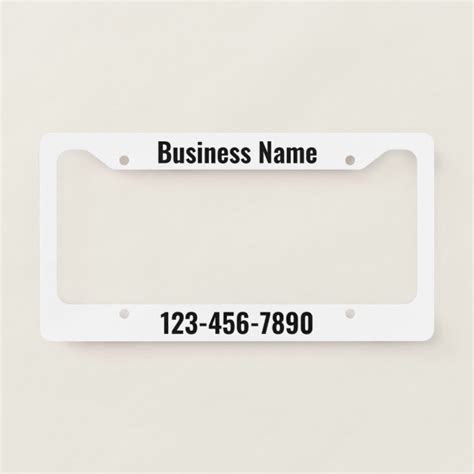 Black Text on White Promotional Template License Plate Frame | Zazzle.com