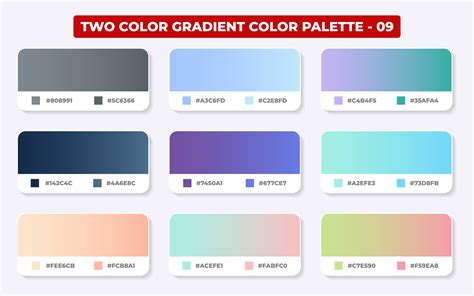 Gradient color palette with color codes in RGB or HEX, Catalog, Trendy colors, Gradient swatches ...