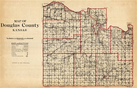 McNally's 1923 Map of Douglas County, Kansas - Art Source International