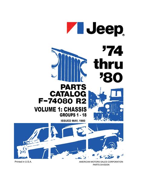 1974 1975 1976 1977 1978 1979 1980 Jeep Parts Catalog CJ Wrangler