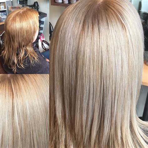 Before and after Regrowth coloured to a light ash blonde using wella ...