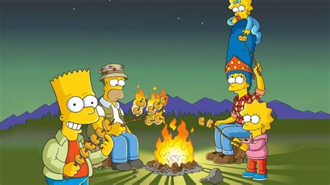 The Simpsons Wallpaper Hd - Cartoon Characters Around A Campfire - 1920x1080 Wallpaper - teahub.io