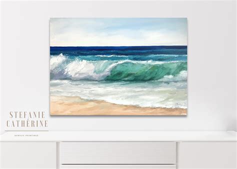 TROPICAL BEACH Sea Wave Acrylic Painting 50 X 70 Cm Unique Art - Etsy