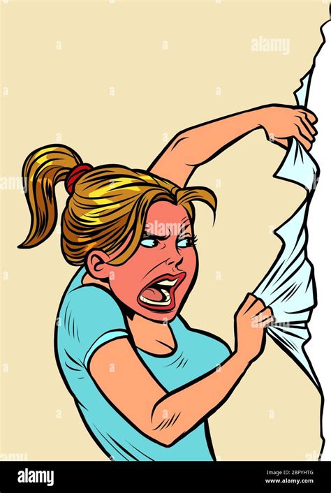 Angry woman ripping shirt Stock Vector Images - Alamy