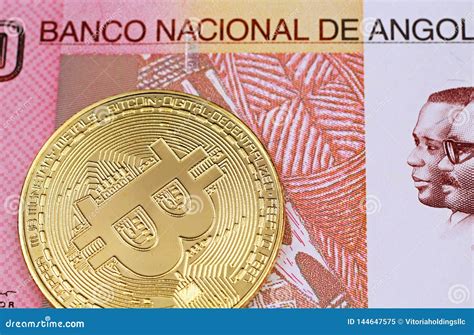 A One Hundred Angolan Kwanza Bank Note with a Golden Physical Bitcoin Stock Image - Image of ...