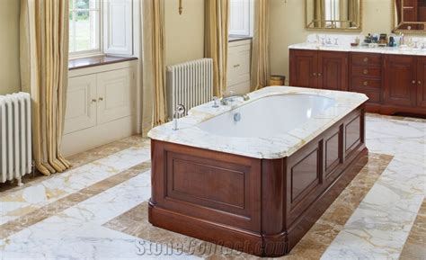 Calacatta Oro Marble Bath Tub Surround,Rod Brown Marble Bathroom Floor from United Kingdom ...