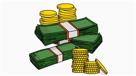 stacks of money with coins cartoon illustration hand drawn animation transparent Motion ...