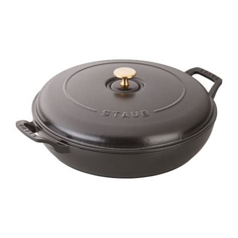 Staub Cast Iron Braiser, Dutch Oven, 3.5-quart, serves 3-4, Made in France, Matte Black, 3.5-qt ...