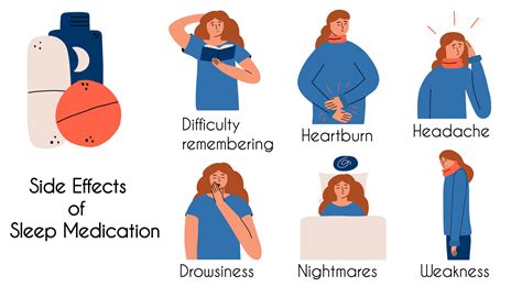 Infographics of side effects from new drugs. The girl suffers from heartburn, headache, weakness ...