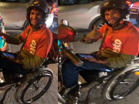 Specially-abled, zomato delivery boy seen riding motorised...