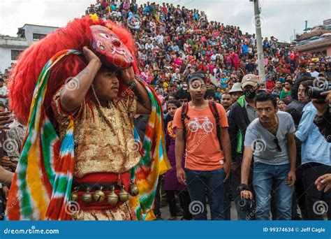 The Majipa Lakhey Dances at Indra Jatra in Kathmandu, Nepal Editorial ...