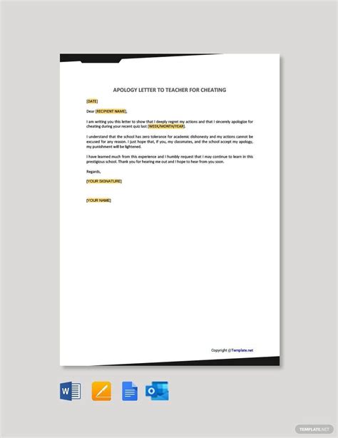 Apology Letter To School For Misconduct Template in Google Docs, Word ...