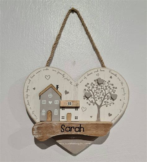 Rustic Wooden House and Tree Plaque