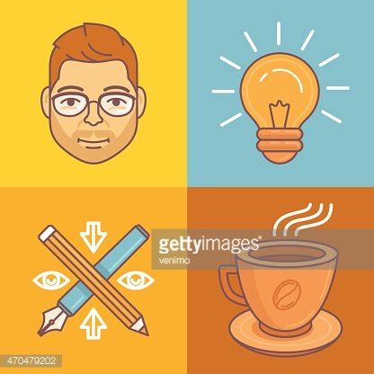 Graphic designer artist sitting at a table. Clipart Image