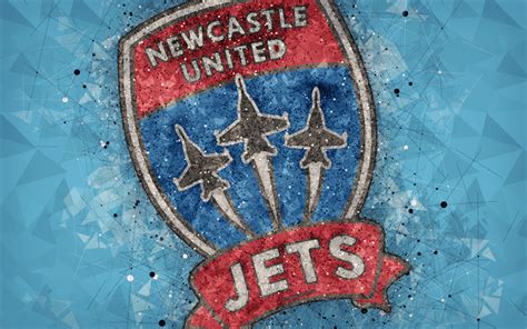 Download wallpapers Newcastle Jets FC, 4k, logo, geometric art, Australian football club, blue ...