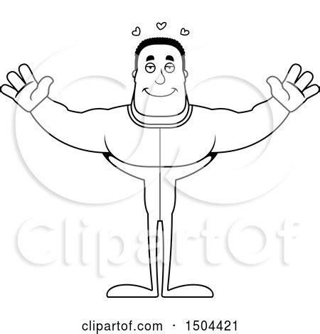 Clipart of a Black and White Buff African American Man in Pjs with Open Arms - Royalty Free ...