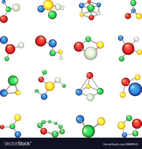 Molecule icons set cartoon style Royalty Free Vector Image