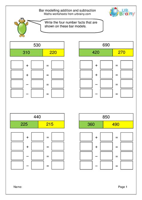 Bar Model: addition and subtraction facts - Reasoning/Problem Solving Maths Worksheets for Year ...