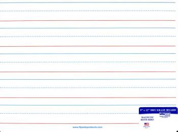 Magnetic Red & Blue Ruled/Dry Erase (Dual Sided) - 9" x 12" | Flipside