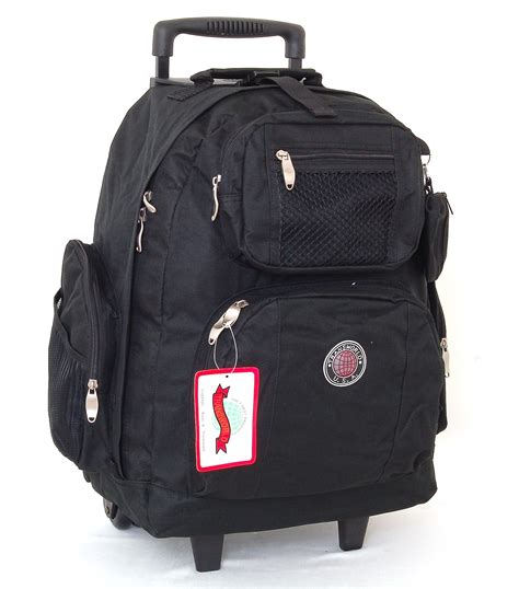 18" Wheeled Backpack Roomy Rolling Book Bag w Handle Carry on Luggage Back Pack | eBay