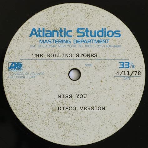 Rolling Stones – Ultra Rare “Miss You” (Disco Version) 12″ Acetate ...