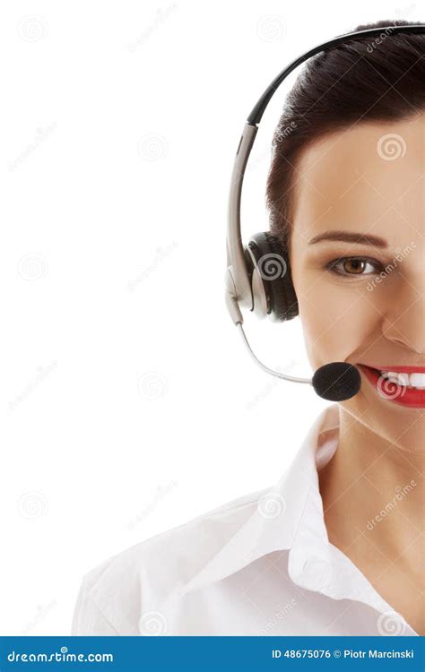 Portrait of Happy Phone Operator in Headset Stock Photo - Image of headset, person: 48675076