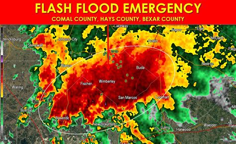 ♦ FLASH FLOOD EMERGENCY ♦ Comal, Bexar, Hays Counties in South-Central Texas