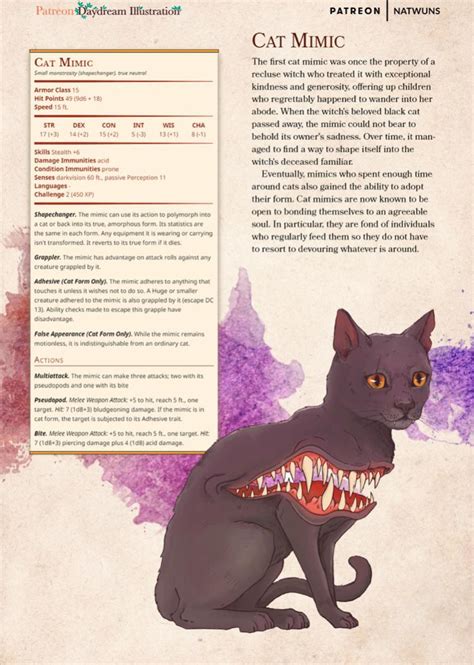 [OC] Cat Mimic Stat Block! : r/DnD