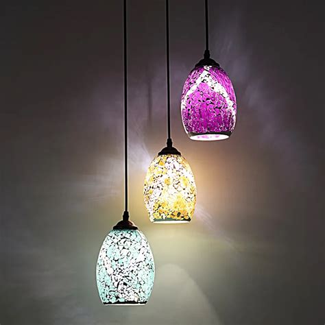 light glass pendant lights style country balcony bar mosaic light food drink color glass ...