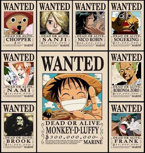 ONE PIECE, Wanted Posters Mugiwara/Strawhat Pirates Before Time Skip | One piece bounties, One ...