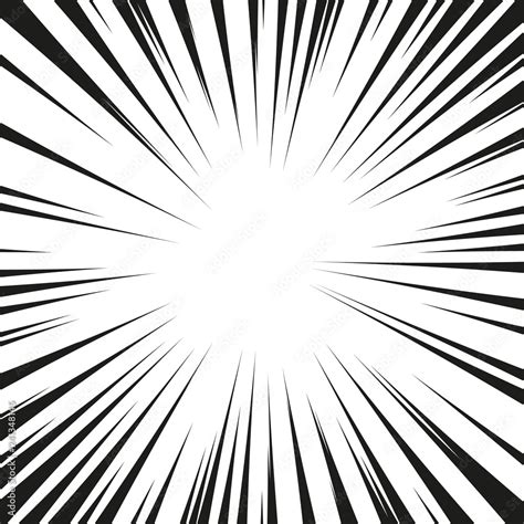 Many black comic radial speed Lines on white base. Effect power explosion illustration. Comic ...