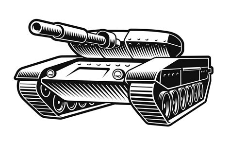 black and white vector illustration of a tank 2641444 Vector Art at Vecteezy