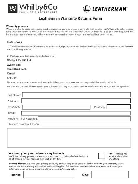 Leatherman Warranty Form d30f447d 6780 48cd Ab29 1edc3a1f0cc4 | PDF