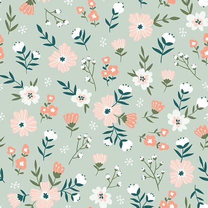 Trendy Seamless Floral Pattern Fabric Design With Simple Flowers Vector Cute Repeated Ditsy ...