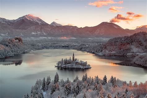 Photo Gallery: Lake Bled draped in winter white in the winter