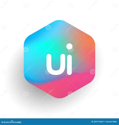 Letter UI Logo in Hexagon Shape and Colorful Background, Letter Combination Logo Design for ...