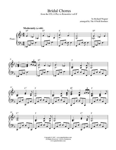 Bridal Chorus (Here Comes the Bride) | Piano Wedding Sheet Music ...