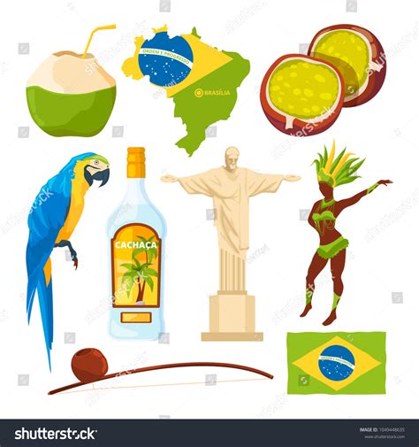 Brazilian Landmarks Different Cultural Symbols Brazil Stock Vector (Royalty Free) 1049448635 ...