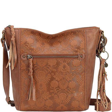 The Sak Ashland Leather Crossbody (Tobacco Floral Emboss): Handbags: # ...